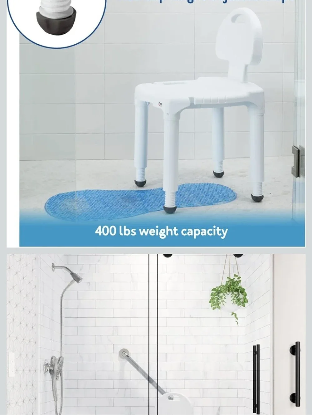 Carex Bath Seat And Shower Chair with Backrest for Seniors, Bath Chair
